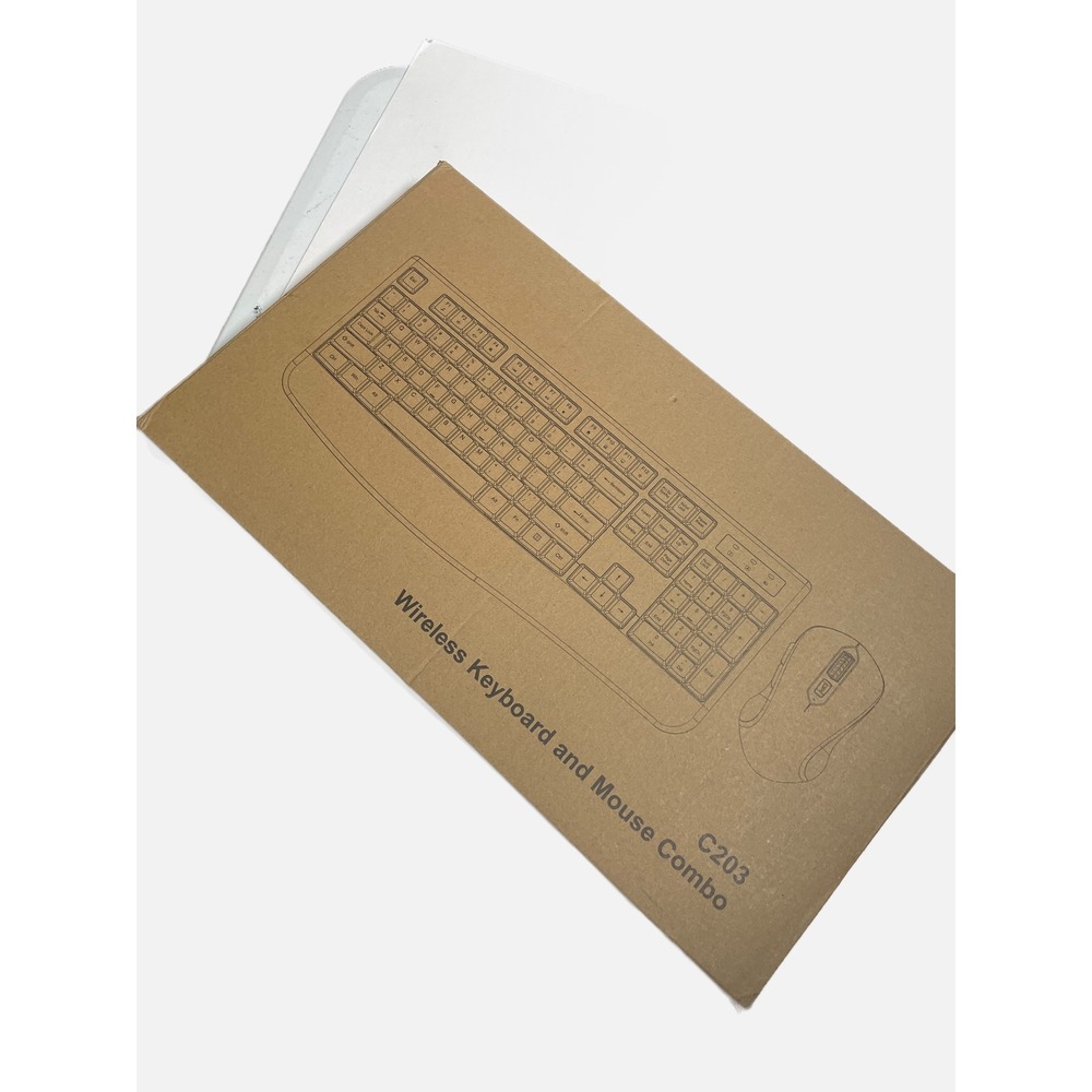 Unbranded Wireless Keyboard and Mouse Combo C203 Black Ergonomic Office Set